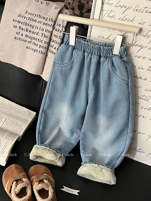 【萌宝出街·元气暴击- 一条过冬】童装加绒加厚棉裤牛仔裤冬季百搭厚绒卫裤 商品图13