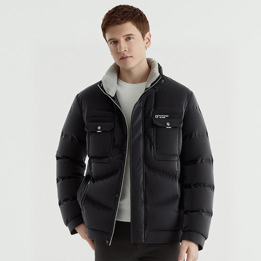【可拆卸毛领】罗蒙冬季男士羽绒服舒适保暖毛领拉链口袋时尚休闲羽绒外套 商品图1
