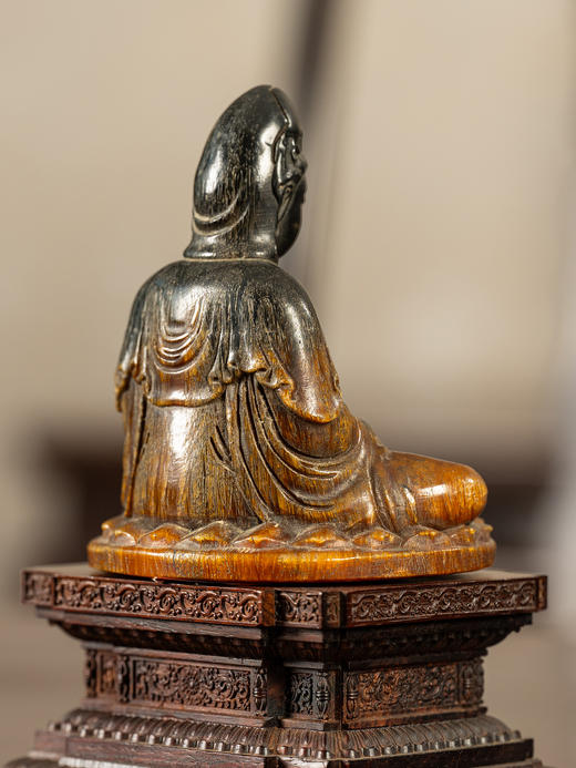 清	牛角观音像配红木座 商品图2