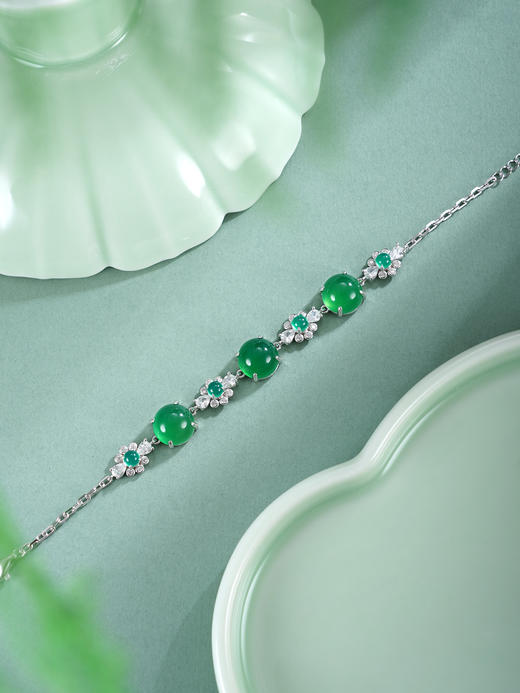 子佩集【花开原野】银S925手链【SL012534】绿玉髓10mm2511 商品图4