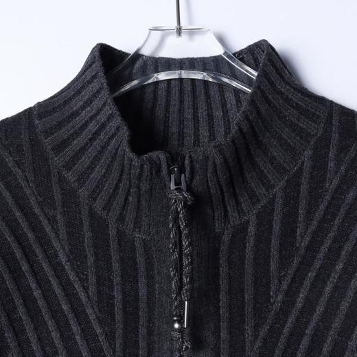 8815SDSA男士秋冬新款痞帅男装极简风竖纹拉链立领毛衣休闲开衫针织衫 商品图2