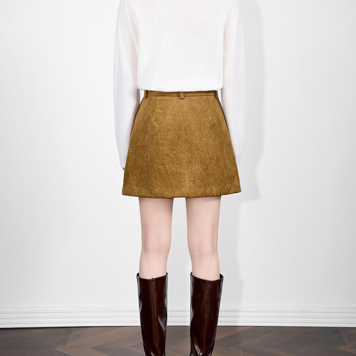 「高货wl」全新升级【铂金会员220/天猫299/差价79】(05638)洛诗琳时髦复古水洗绒半身裙2025秋冬新款高腰显瘦A字短裙 商品图3