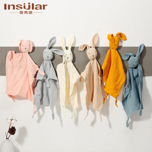 纯棉纱布婴儿安抚巾宝宝陪睡玩偶兔子安抚手帕安抚玩具 商品图1