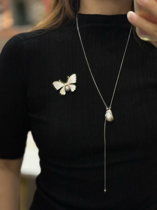 独家设计款 极限秒杀‼️极强光滑皮 天然巴洛克珍珠 大巴洛克 Y型随意调节 珍珠蛇骨链 商品图11