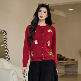 奢姿大码女装2025秋季减龄趣味图案圆领针织衫胖妹妹甜美时尚上衣9653635216