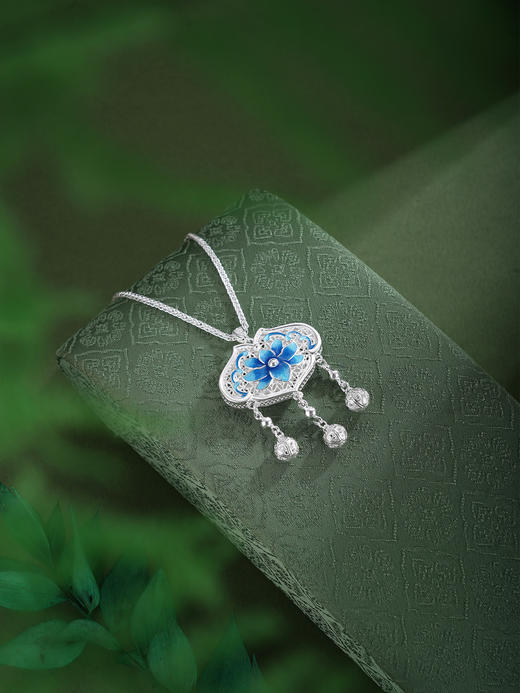 子佩集【莲开静雅】银S990吊坠【QFDZ045】原创作品花丝珐琅彩(不含链)2511 商品图4