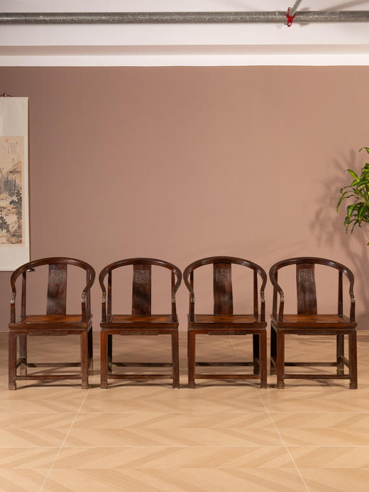 清中期	柞榛木方材圈椅成堂（一堂四件） 商品图4