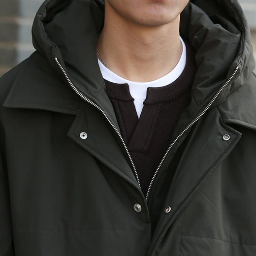 DRONKOO 2025 翻领加连帽假两件活页中长款厚羽绒服 商品图4