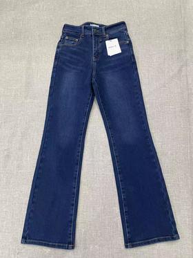 D112905女装2025冬季新款棉弹牛仔加绒喇叭裤