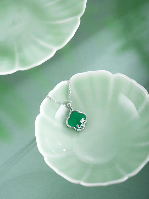 子佩集【四叶清欢】银S925套链【TL016374】绿玉髓四叶草双面花项链2511 商品图0