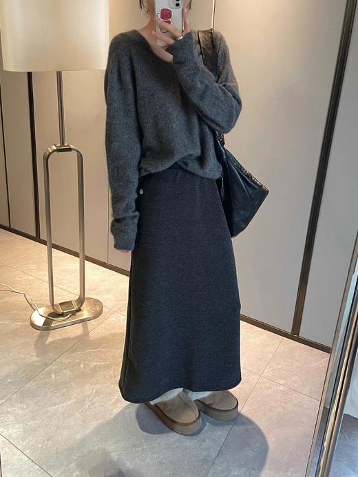 D112902极简A版高腰设计一体复合绒半身裙 商品图1