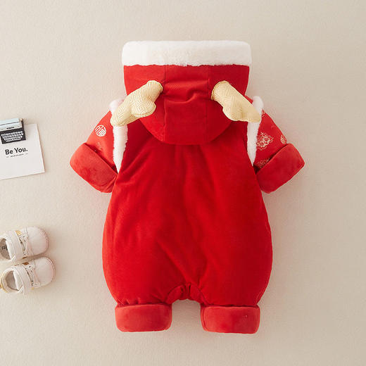 婴儿拜年服宝宝过年新年衣服冬季加厚加绒连体衣婴儿服年服童装 商品图3