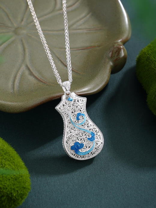 子佩集【云裳雅韵】银S990吊坠【QFDZ047】旗袍花丝珐琅彩原创作品(不含链)2511 商品图8