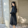 奢姿2025年大码女装针织拼接网纱连衣裙秋冬胖妹妹气质中长款裙子9853853888 商品缩略图3