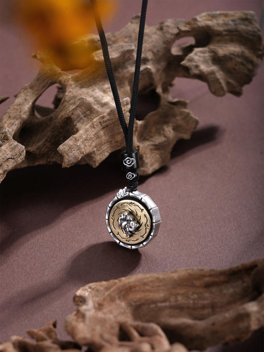 子佩集【锦绣天府】银S999套链【BX0280981】熊猫太阳神鸟可转动原创作品仿古项链2511 商品图1