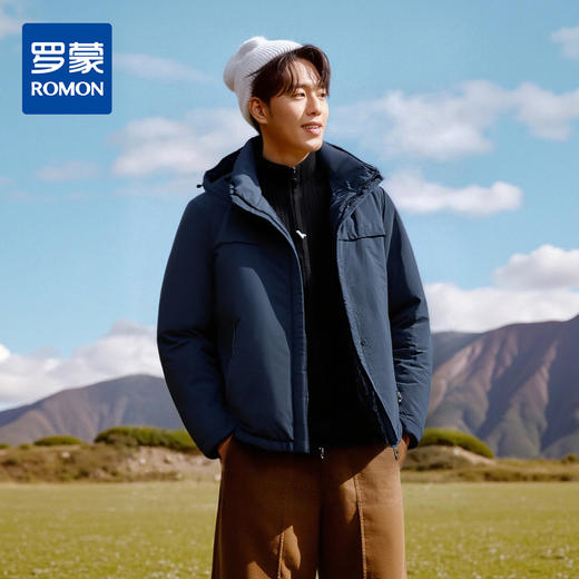 【90白鸭绒】罗蒙羽绒服男士短款休闲连帽保暖羽绒外套冬季 商品图0