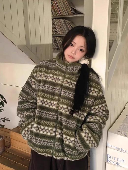 the bar*费尔岛复古提花羊羔毛外套 商品图5