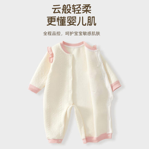 婴儿衣服秋季a类女宝宝满月服连体衣baby夹丝保暖新生儿包屁衣 商品图1