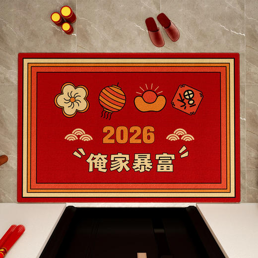 【新年入户地垫】喜庆进门圈绒地垫 防滑耐脏家用门口脚垫可裁剪  商品图12