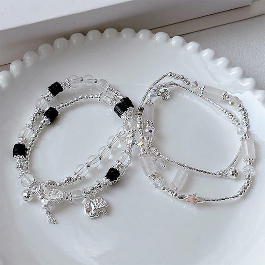 轻奢小众浪漫粉水晶双层叠戴手链-纪念日百货门店同款163893747 商品图4