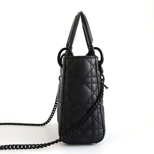 【95新】Dior迪奥LADY DIOR系列磨砂黑三格戴妃手提单肩包女士261125NJS03 商品图2