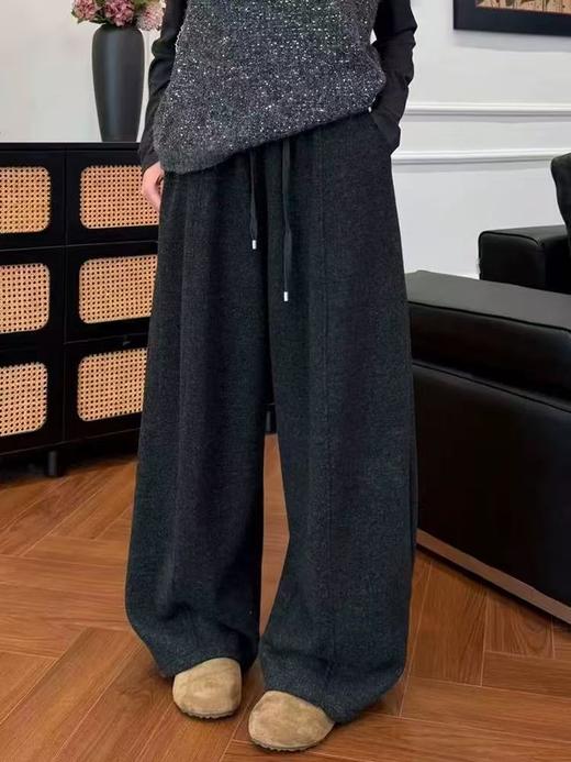 【YW】无忧购慵懒风奶芙绒复合澳羊绒抽绳垂感云朵弯刀裤 25389#（截单后3-5天发货) 商品图3