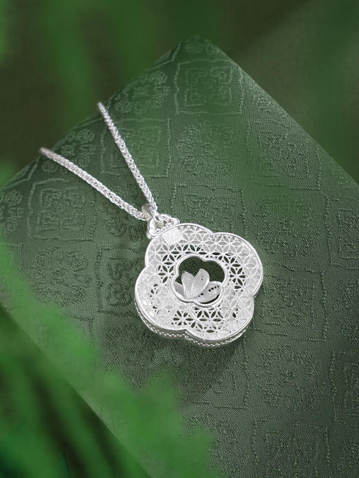 子佩集【轩畔莲语】银S990吊坠【QFDZ046】原创作品花丝珐琅彩(不含链)2511 商品图5