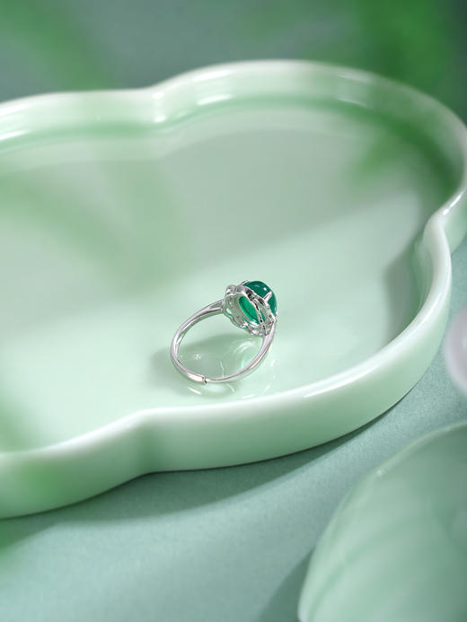子佩集【花开灵韵】银S925戒指【JZ012841】绿玉髓椭圆2511 商品图5