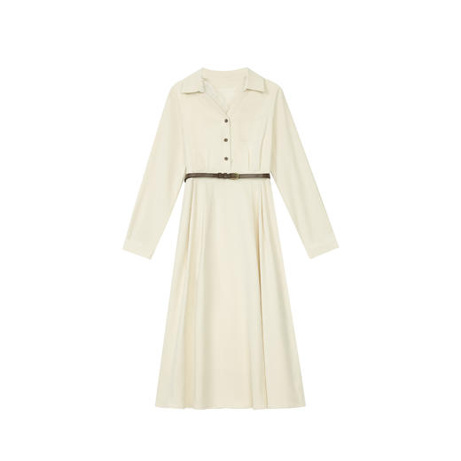 鹿向南【初秋兮痕】2025年秋季女新款气质衬衫连衣裙显瘦A字长裙QJD00625 商品图0