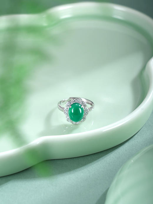 子佩集【花开灵韵】银S925戒指【JZ012841】绿玉髓椭圆2511 商品图4