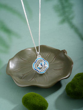 子佩集【轩畔莲语】银S990吊坠【QFDZ046】原创作品花丝珐琅彩(不含链)2511