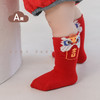 新生儿宝宝袜子松口无骨不勒脚婴儿袜子男女新年周岁大红中筒棉袜 商品缩略图1
