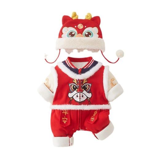 婴儿帽子红色新年过年宝宝加厚儿童帽冬季保暖防风一岁婴儿帽批发 商品图4