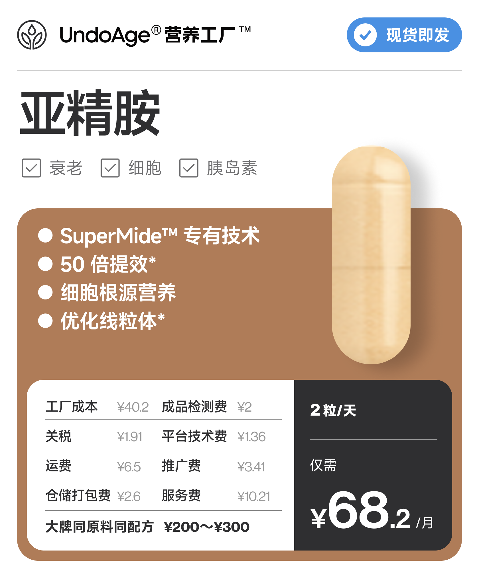 亚精胺｜细胞根源营养 SuperMide™ 专有技术【现货即发】