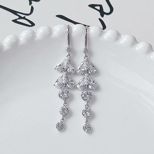 超闪仿锆石流苏耳环轻奢精致小众独特气质耳钉耳钩-纪念日百货门店同款167796389 商品图2