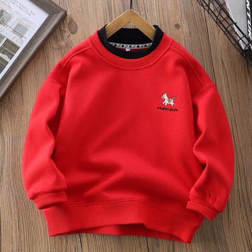 110-170年服款喜庆洋气一体华棉奥利绒马上发财 卫衣 商品图3