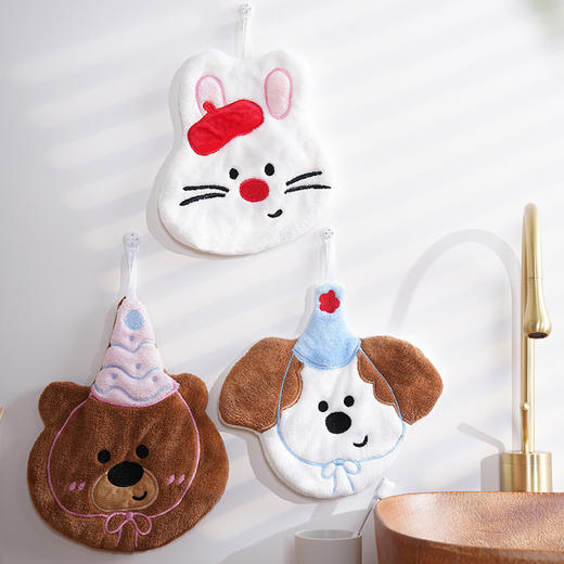 【细选面料柔软蓬松触感❗️编织工艺紧密织造】可爱动物擦手巾卡通加厚吸水小毛巾厨房抹布儿童擦手帕。ja 商品图3