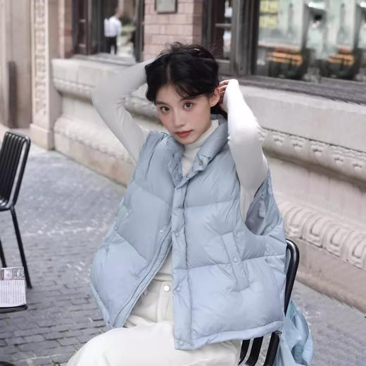冬季新款简约立领保暖蓬松羽绒马甲 商品图7