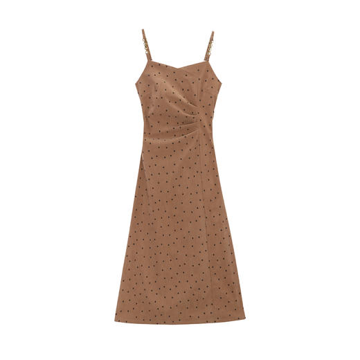 【65折秒杀】鹿向南【棕调挪威】秋季新款琥珀流光优雅气质吊带裙QJD00570 商品图1