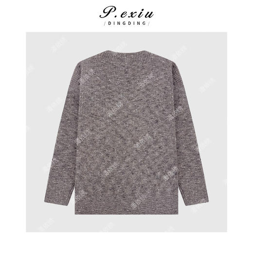 04-4潘依绣丁丁宠粉羊毛复古慵懒混纺花纱软糯V领长袖针织毛衣L2761 商品图2