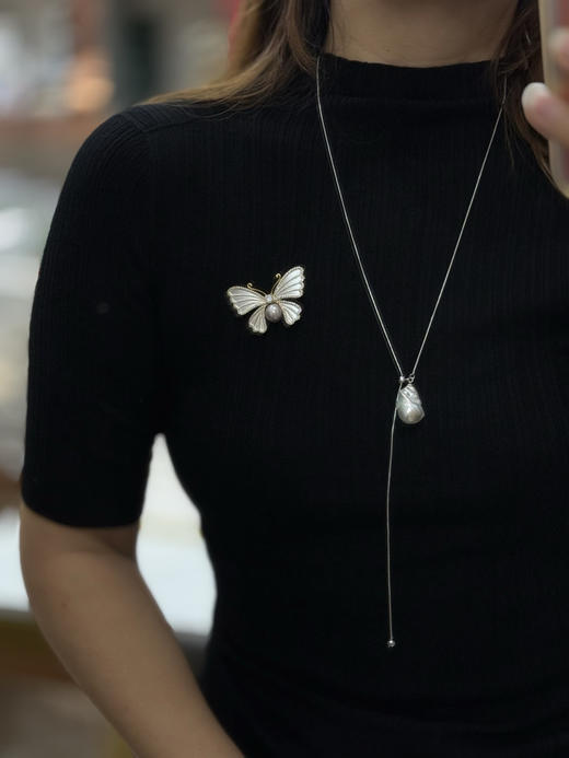 独家设计款 极限秒杀‼️极强光滑皮 天然巴洛克珍珠 大巴洛克 Y型随意调节 珍珠蛇骨链 商品图9