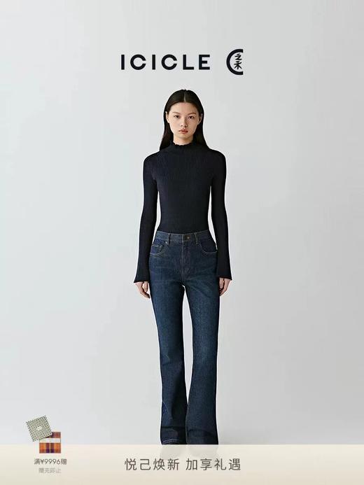 D112905女装2025冬季新款棉弹牛仔加绒喇叭裤 商品图2