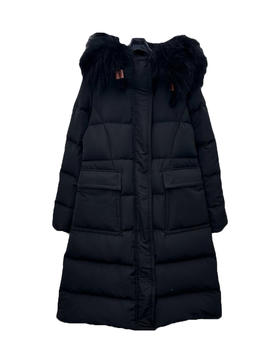 女款尼龙可拆卸毛领长款羽绒服he018