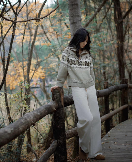 原单Selfwho费尔岛绵羊毛混纺翻领针织毛衣开衫112904 商品图10