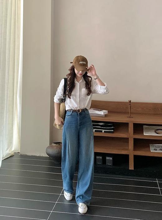 加绒款    冬季加绒弯刀裤阔腿牛仔裤 商品图8