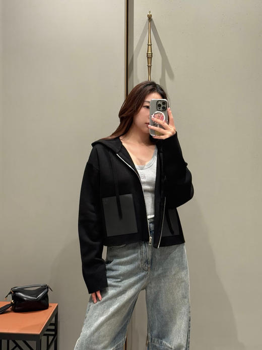 罗意威 25秋冬新款 拼皮口袋连帽拉链针织衫 (TM) 商品图1