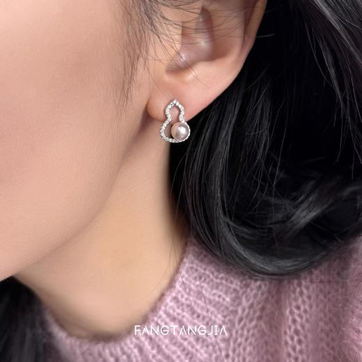 自留 色标级 5-6mm极光无暇 炫紫珍珠 纯银高碳钻 葫芦耳钉 商品图0