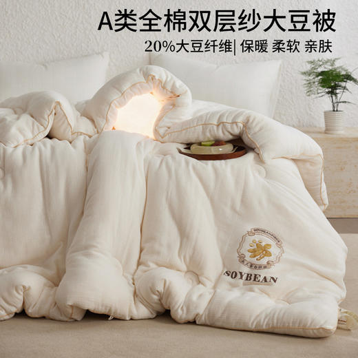 【A类双层纱全棉大豆被】全棉双层纱被芯被子大豆纤维被四季秋冬保暖柔软 商品图0