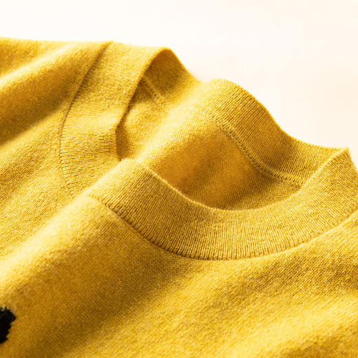 栩栩如生~极简100%山羊绒衫女圆领短袖兔子提花毛衣CYR250470DUAN 商品图3