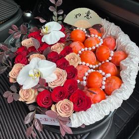 柿柿如意--鲜花水果花盒